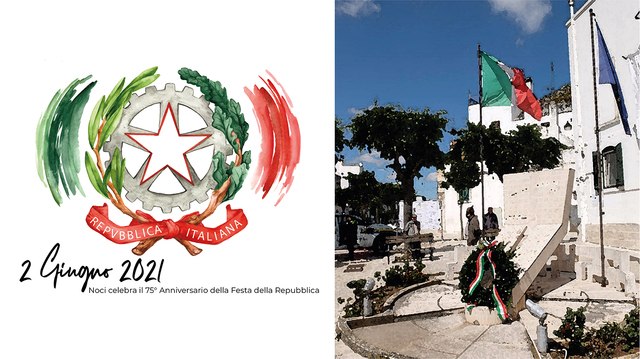 Il 2 giugno Noci celebra il 75° Anniversario della Festa della Repubblica. Raduno e cerimonia dell’alzabandiera presso il Monumento ai Caduti di via Calvario