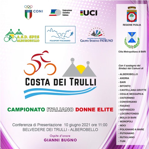Campionato italiano donne élite, giovedì 10 giugno conferenza ad Alberobello  